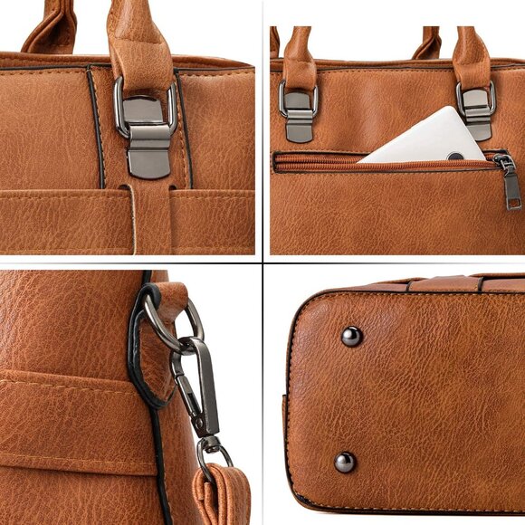 PU Leather Weave Shoulder Bag for Women Elegant Top Handle Designer Purse - Picture 6 of 7